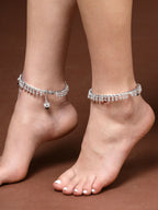 NVR Women's Set of 2 Silver-Plated Kada Anklets | Grocsy
