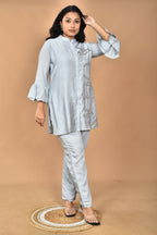 Morchari Women Hand Embroidery Co-Ords-Grey | Grocsy
