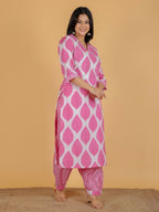 Aramya Straight Soft Cotton Floral Print Women's Kurta - Pink | Grocsy