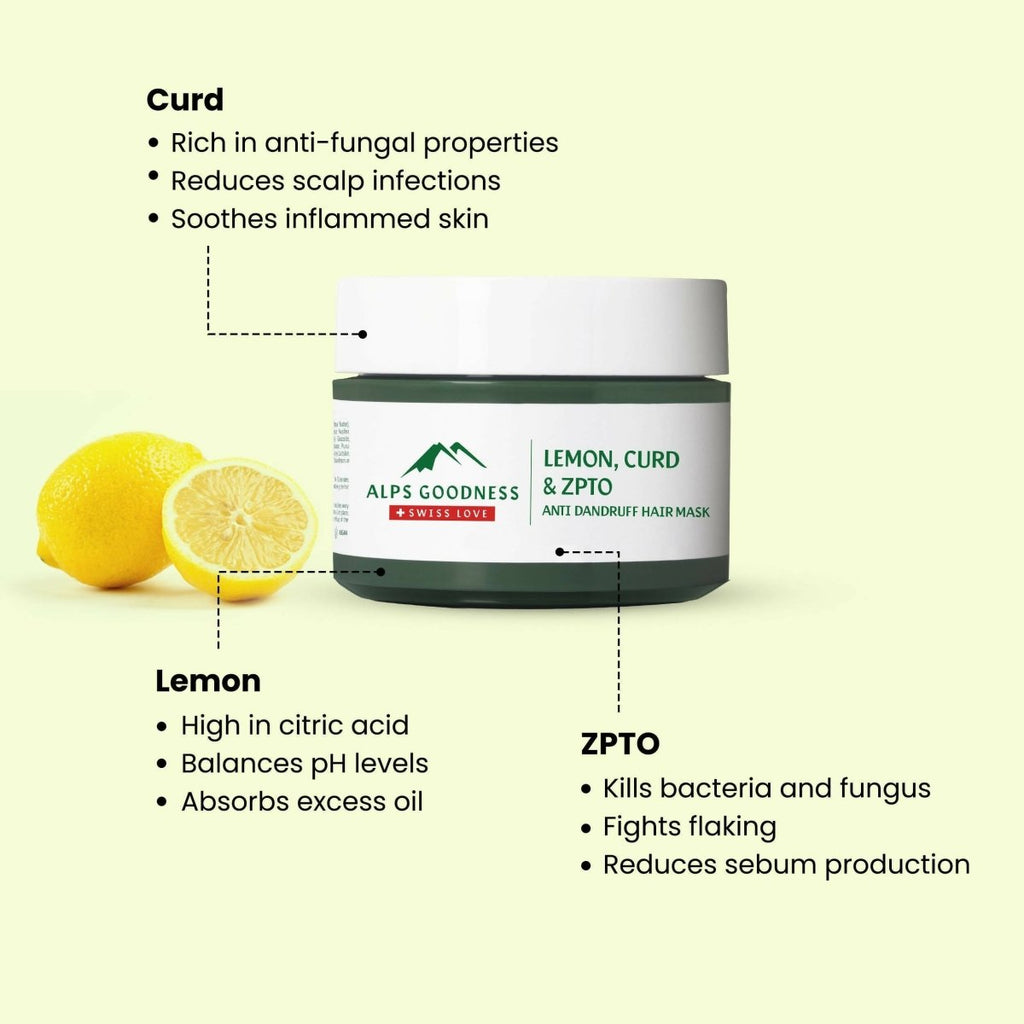 Alps Goodness Lemon, Curd & ZPTO Anti Dandruff Hair Mask | Grocsy