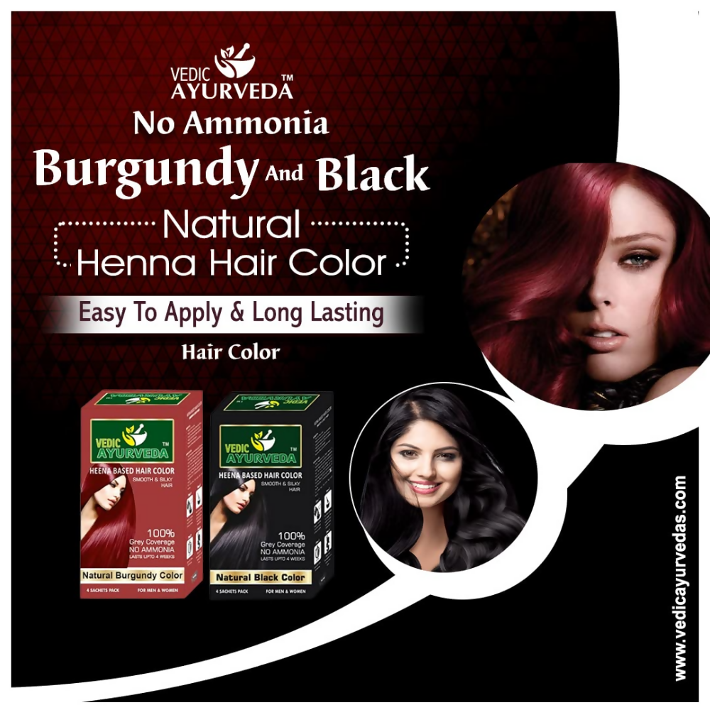 VedicAyurvedas No Ammonia Burgundy & No Ammonia Black Hair Color | Grocsy