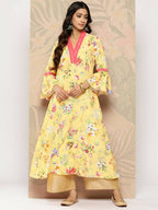 Ahalyaa Women's Traditional wear Kurta - Yellow | Grocsy