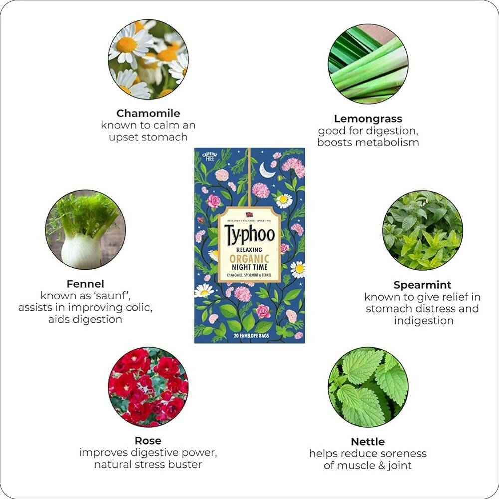 Typhoo Relaxing Organic Night Time Tea Bags | Grocsy