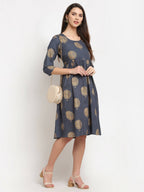 Rudra Bazaar Gold Boota Printed Grey Kurti | Grocsy