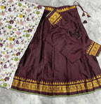 Teeya Creation Womens New Trendy Brown Traditional Pleated Lehenga Choli Set with Floral Printed Dupatta and Contrast Zari Border Set | Grocsy