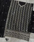 KC Latest Cocktail Wear Black Chinon Sharara Suit For Women | Grocsy