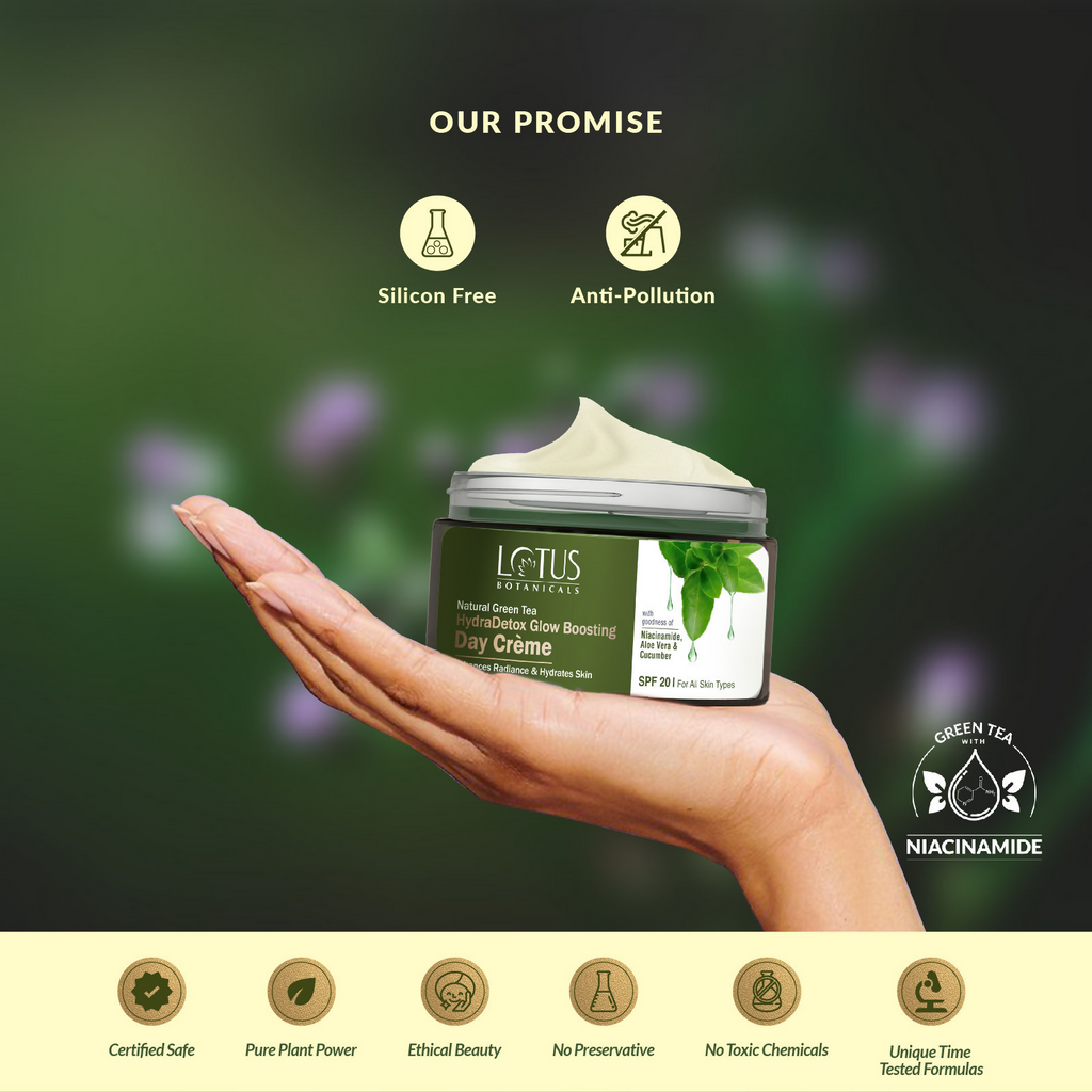 Lotus Botanicals Natural Green Tea Hydradetox Glow Boosting Day Cream Spf 20 | Grocsy
