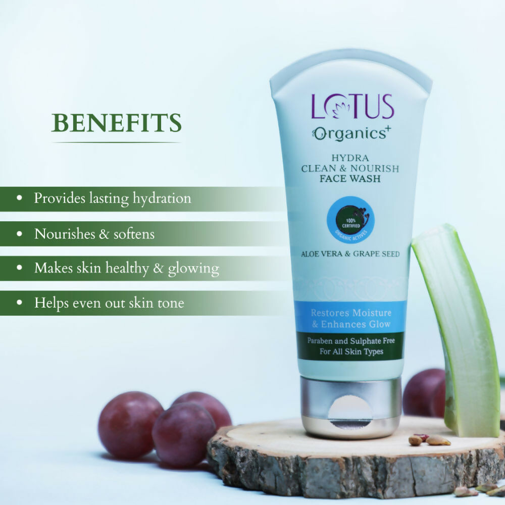 Lotus Organics Aloe Vera & Grape Seed Hydra Clean & Nourish Face Wash | Grocsy