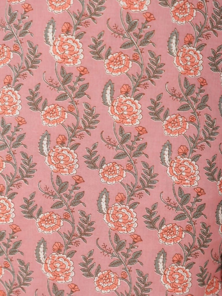 Aramya Straight Soft Cotton Floral Print Women's Kurta Set - Pink | Grocsy