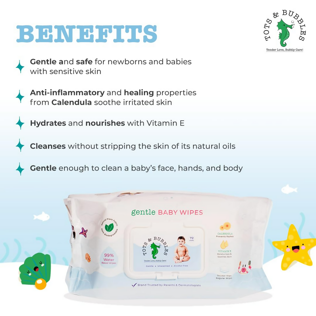 Tots & Bubbles 99% Water Baby Wet Wipes with Lid | Grocsy