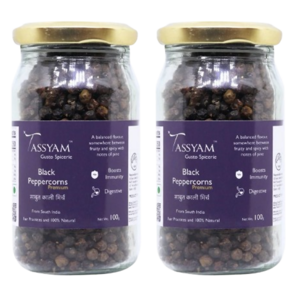 Tassyam Organics Fine Black Peppercorn | Grocsy