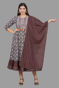 House of RP Women's Multicolor Cotton Kurta & Dupatta Set | Grocsy
