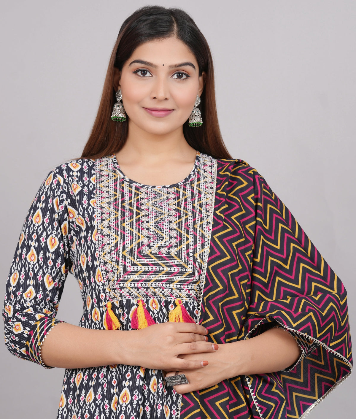 House of RP Women's Multicolor Cotton Kurta & Dupatta Set | Grocsy