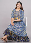 House of RP Women's NavyBlue Cotton Kurta & Dupatta Set | Grocsy