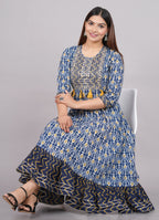 House of RP Women's NavyBlue Cotton Kurta & Dupatta Set | Grocsy