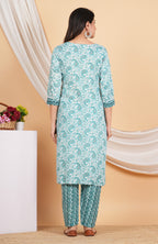 House of RP Women Green Rayon Ethnic Print Kurta & Pant Set | Grocsy