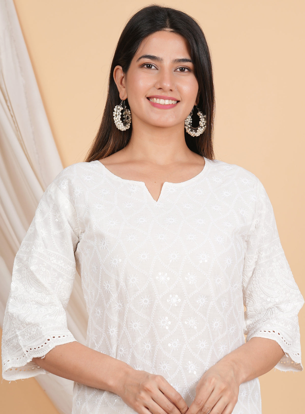House of RP Women Off-White Cotton Chicken Embroidered Kurta & Pant Set | Grocsy