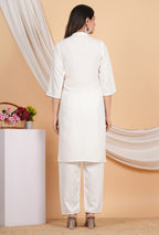 House of RP Women White Rayon Embroidered Kurta, Pant & Dupatta Set | Grocsy