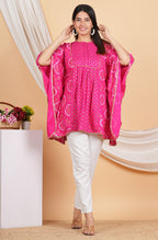 House of RP Women Pink Rayon Ethnic Print Kaftan | Grocsy