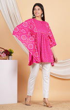 House of RP Women Pink Rayon Ethnic Print Kaftan | Grocsy