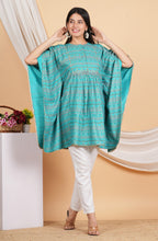 House of RP Women SkyBlue Rayon Ethnic Print Kaftan | Grocsy