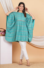 House of RP Women SkyBlue Rayon Ethnic Print Kaftan | Grocsy