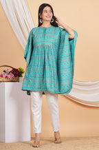 House of RP Women SkyBlue Rayon Ethnic Print Kaftan | Grocsy
