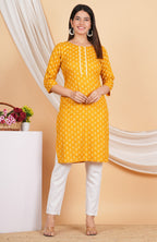 House of RP Women Yellow Rayon Floral Printed Kurta | Grocsy