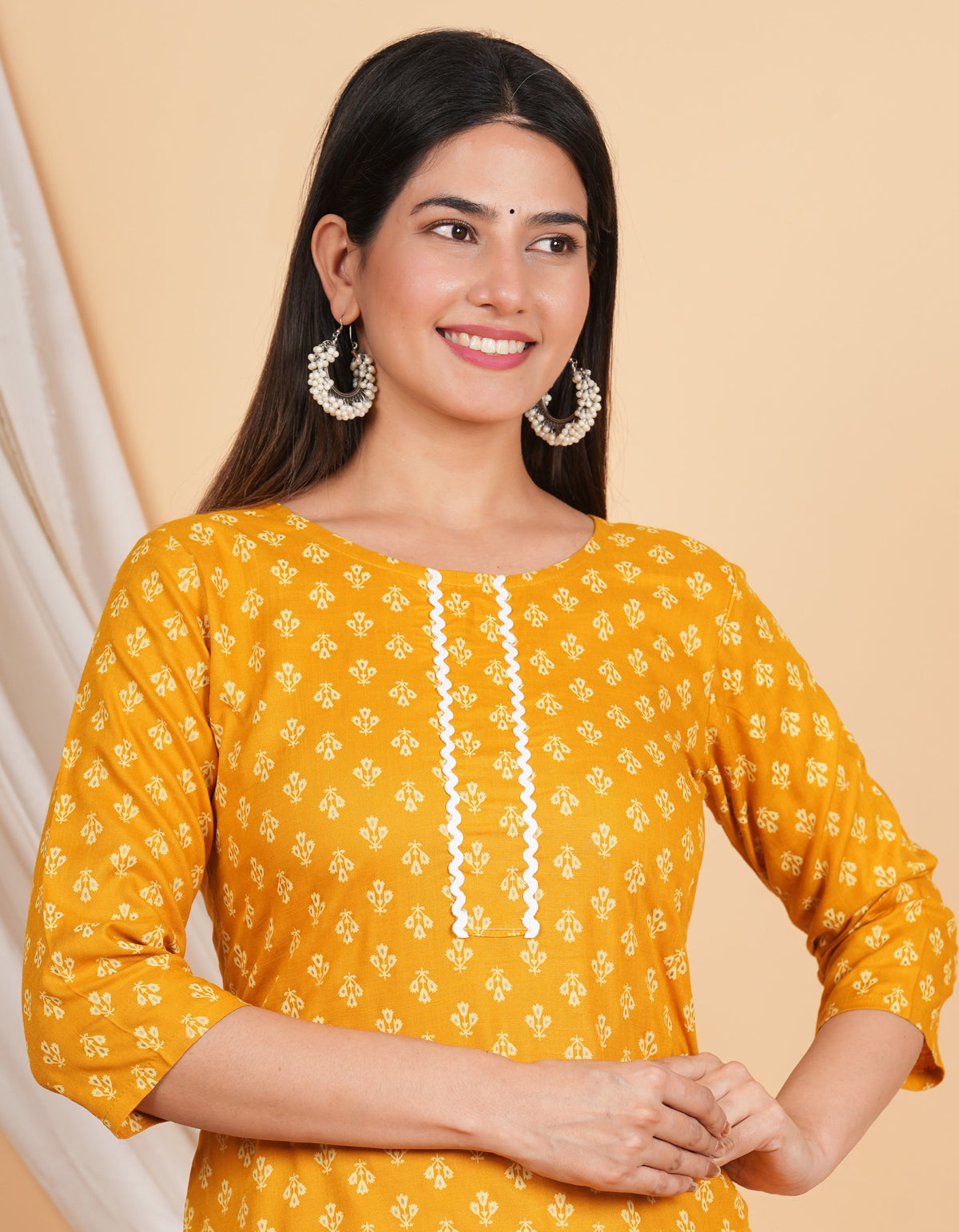 House of RP Women Yellow Rayon Floral Printed Kurta | Grocsy