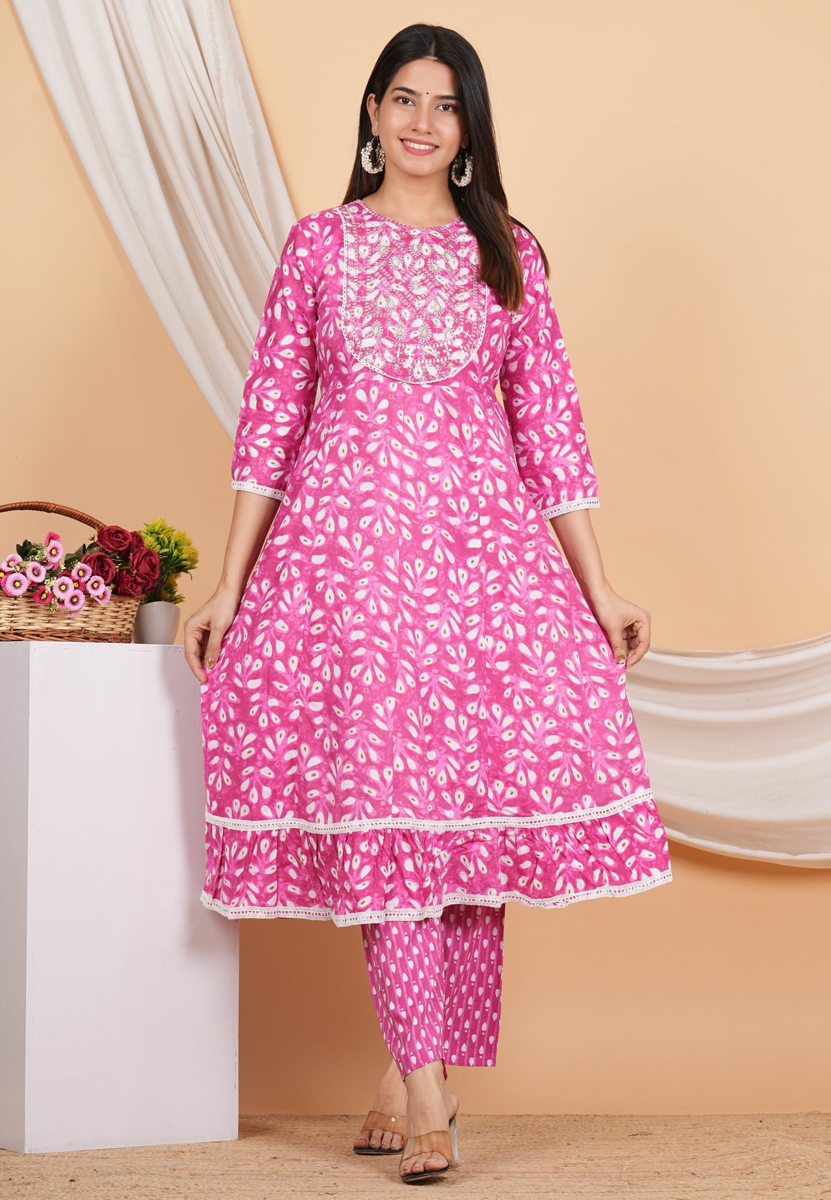 House of RP Women Rayon Cotton Floral Print Kurta ,Pant & Dupatta Set | Grocsy