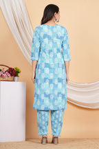 House of RP Women Blue Rayon Cotton Graphic Print Kurta ,Pant & Dupatta Set | Grocsy