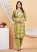 House of RP Women Rayon Dark Purple Digital Print Naira Cut Kurta, Pant & Dupatta Set | Grocsy
