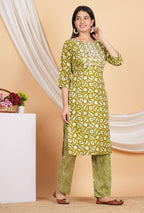 House of RP Women Rayon Dark Purple Digital Print Naira Cut Kurta, Pant & Dupatta Set | Grocsy