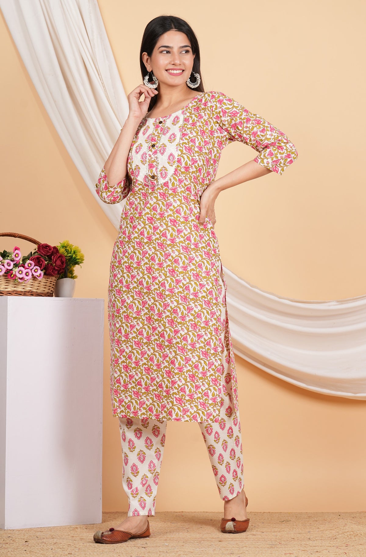 House of RP Women Rayon Floral Print Kurta & Pant Set | Grocsy