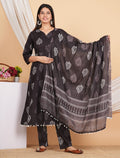 House of RP Wine Rayon Floral Print Kurta, Palazzo & Dupatta Set | Grocsy