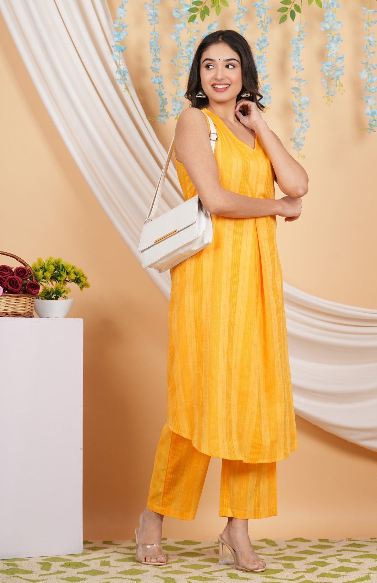 House of RP Women Orange Cotton Kurta & Pant Set | Grocsy