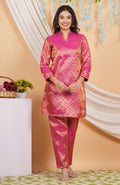 House of RP Women Fuchsia Emblished Jacquard Kurta & Pant Set | Grocsy