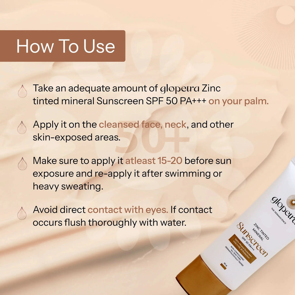 Glopetra Zinc Tinted Mineral Sunscreen Spf 50 Pa+++ | Grocsy