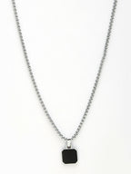NVR Men's Silver-Plated Artificial Stone Stainless Steel Pendant with Chain | Grocsy