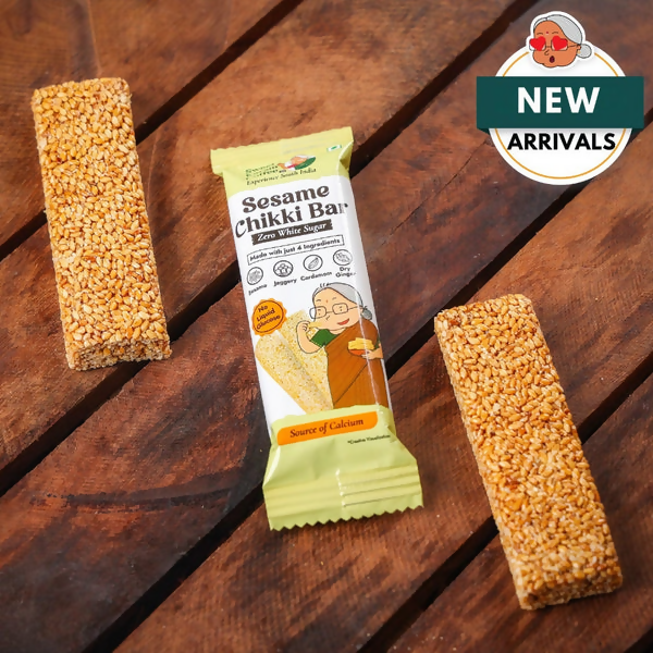 Sweet Karam Coffee White Sesame Chikki Bar (Zero White Sugar) | Grocsy