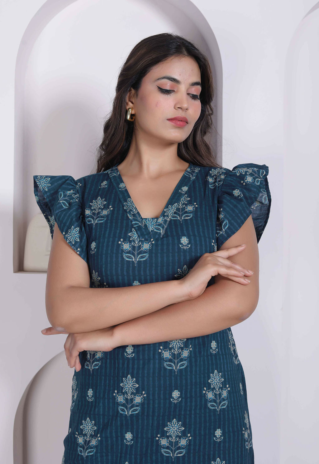 Miravan Women Empire Waist Blue Mini Length Dress | Grocsy
