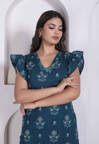 Miravan Women Empire Waist Blue Mini Length Dress | Grocsy