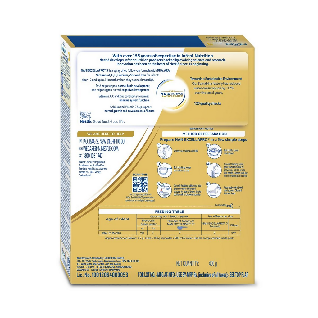 Nestle Nan Excellapro Follow-Up Formula Powder - Stage 3 (After 12 Months) | Grocsy