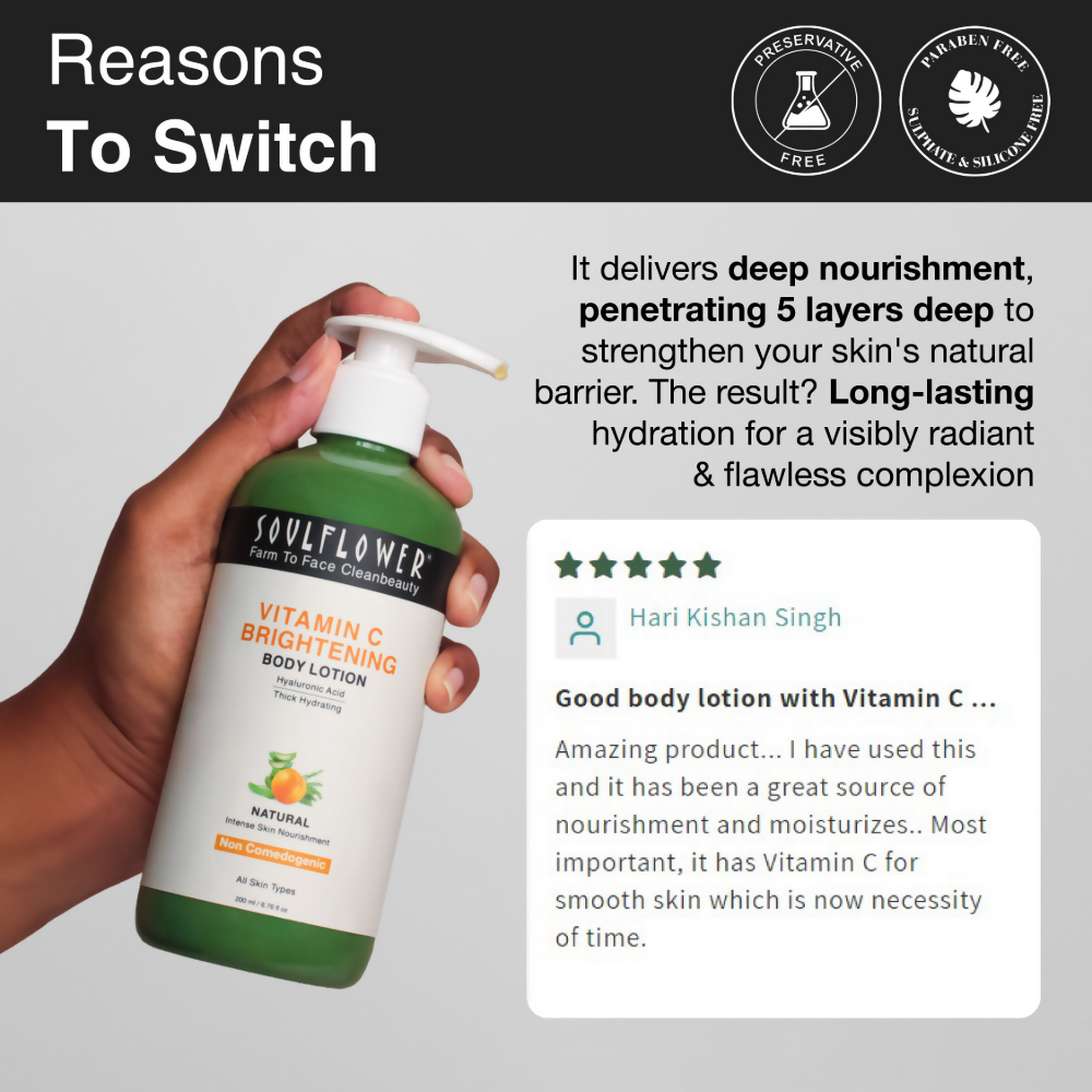 Soulflower Vitamin C Brightening Body Lotion | Grocsy