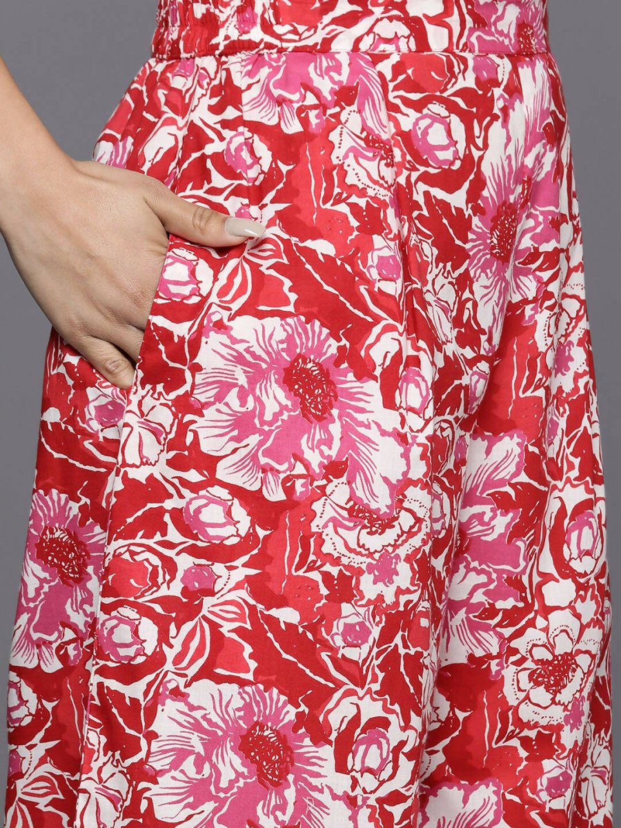 Ahalyaa Women's Traditional Wear Co-ods - Red | Grocsy