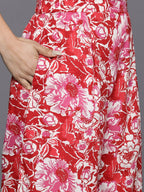 Ahalyaa Women's Traditional Wear Co-ods - Red | Grocsy