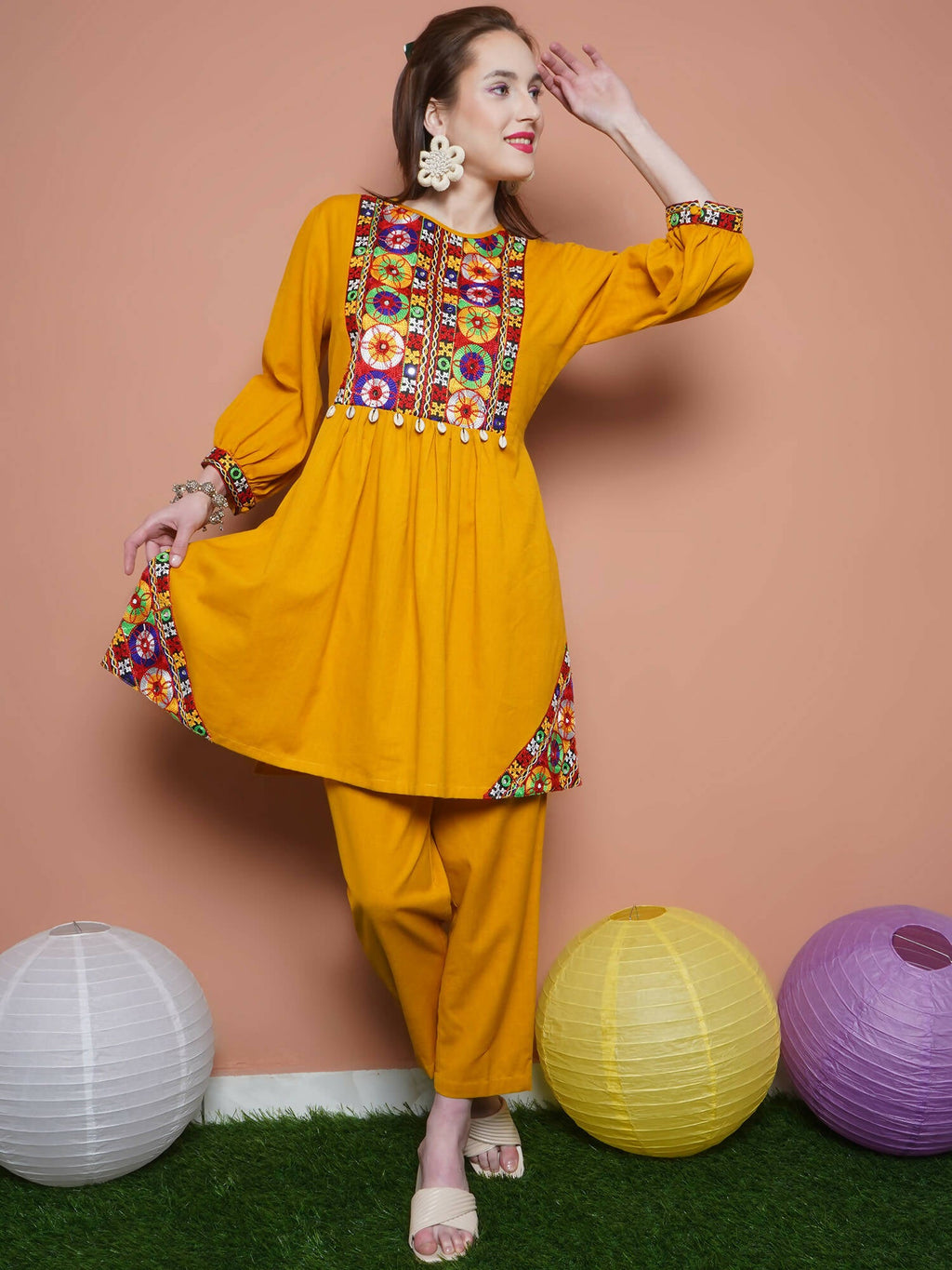 Women Republic Mustard Cotton Kurta Set | Grocsy
