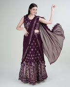 Purple Georgette Sequence Embroidered Lehenga Choli with Dupatta - Tanya | Grocsy