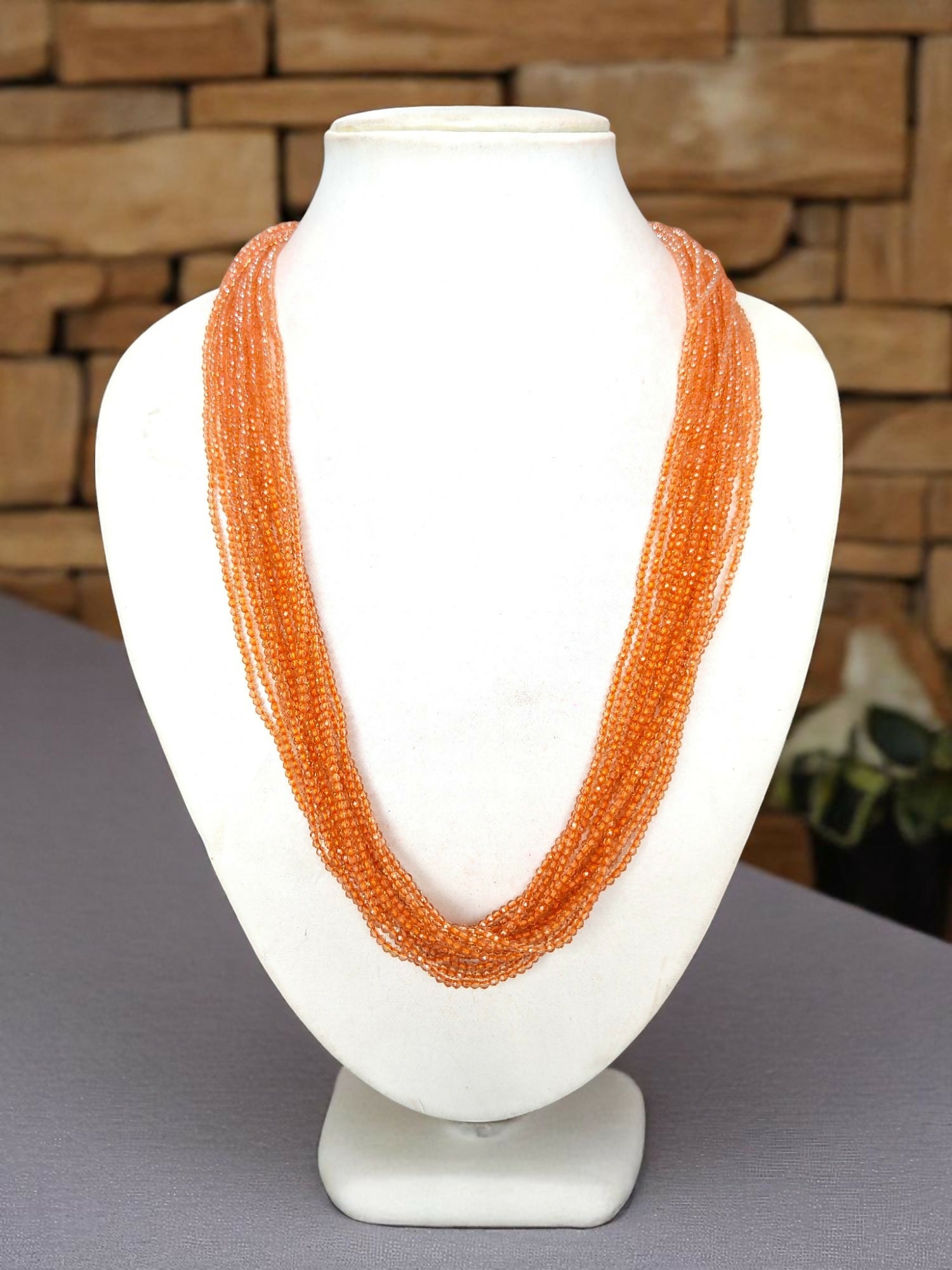 Inhanns Crystal Beads Luxe Edition – Multi-Layered Necklace - Peach | Grocsy