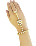 Joban Fashion Gold Polished Kundan Pearl Chain Hathphool